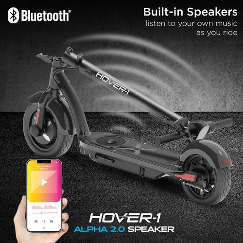 Vista 6 de Hover-1 Alpha 2.0 Foldable Electric Scooter with 450W Brushless Motor, 18 mph Max Speed, 10” Air-Filled Tires and 12 Mile Range
