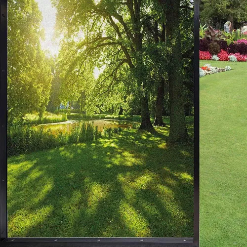 Vista 14 de Película decorativa de privacidad para ventana, control de calor, bloqueo solar, protección UV, diseño de bosque de abedul, adherencia estática