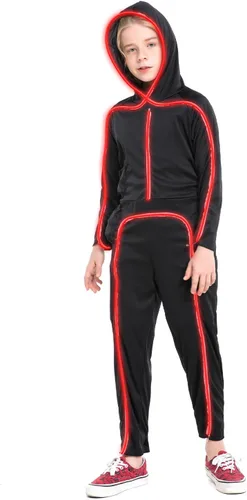 Vista 2 de HSCTEK - Disfraz de Figura de Palo Iluminada para Niños Rojo