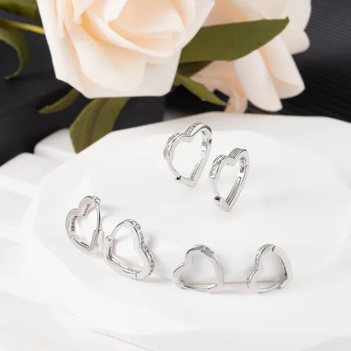 Vista 2 de ALEXCRAFT Juego de aretes de aro pequeños de oro para mujer, juego de aretes de oro pavé de diamantes con poste de plata de ley