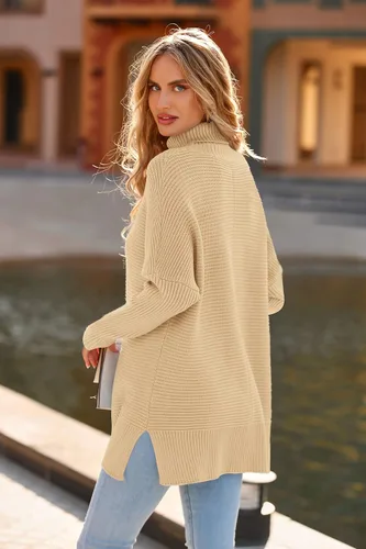 Vista 3 de PRETTYGARDEN Womens Oversized Long Sleeve Turtleneck Chunky Knit Pullover