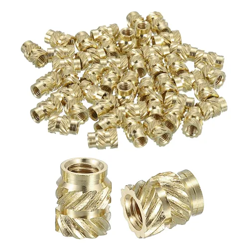 Vista 30 de uxcell Tuercas de inserción moleteadas, 100 piezas M1 x 1.5mm L x 2mm DE 3D Impresión de latón Tuercas de inserción roscadas hembras Insertos