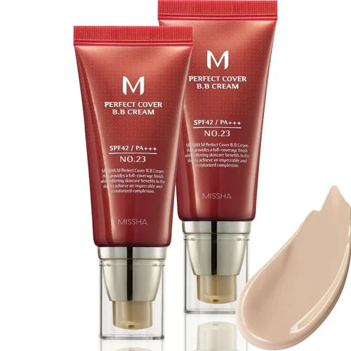 Vista 16 de MISSHA M Perfect Cover BB Cream No 31. Beige dorado - Medio/bronceado con subtono neutro SPF 42 PA +++ 1.69 fl oz - Hidratante teñido con SPF
