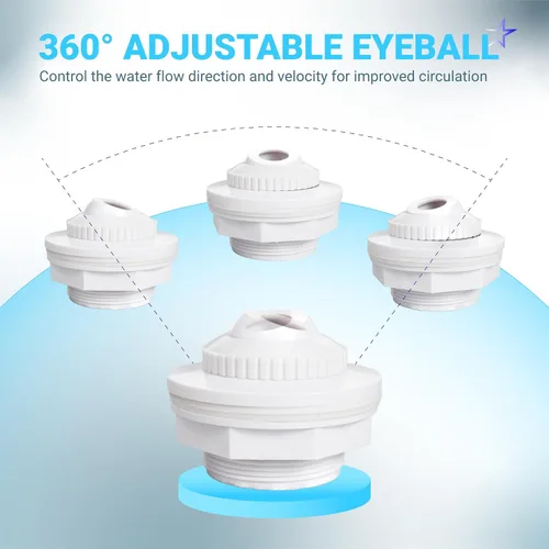 Vista 6 de BlueStars Boquillas de chorro de piscina mejoradas SP1419D de flujo direccional Hydrostream Return Jet compatibles con globo ocular giratorio