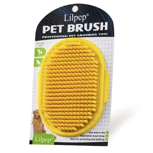 Vista 13 de Cepillo para aseo de perros, cepillo de baño con champú para mascotas Lilpep, masaje relajante, peine de goma con mango de anillo ajustable para Azul