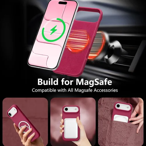 Vista 678 de Funda magnética de silicona para iPhone 13 Pro, color blanco antiguo [Compatible con Magsafe] [Forro de microfibra suave antiarañazos], funda