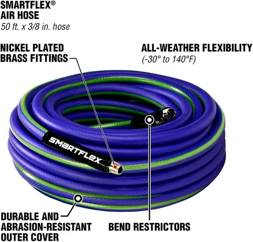 Vista 3 de SmartFlex Manguera de aire, 3/8 pulg. x 50 pies., Híbrido, Azul - HSF3850BL2
