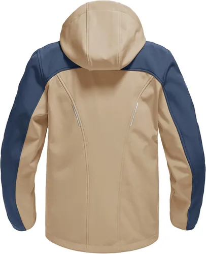 Vista 2 de Rdruko Chaqueta Softshell para hombre, con cremallera completa, impermeable, senderismo, escalada, con capucha