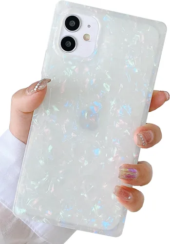 Vista 64 de Elegante funda con patrón de perlas compatible con iPhone, de borde rectangular, delgada, suave, de silicona de poliuretano termoplástico (TPU)