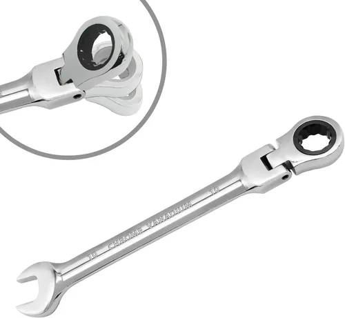 Vista 16 de Llave de trinquete de cabeza flexible de 0.315 in, llave combinada de acero al cromo vanadio de 12 puntos con engranaje de trinquete de 72 dientes