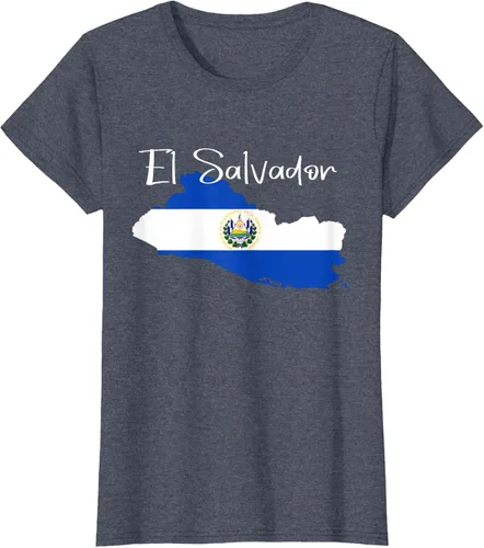 Vista 59 de Camiseta con la bandera de El Salvador, mapa de El Salvador, camiseta de Salvador para mujer