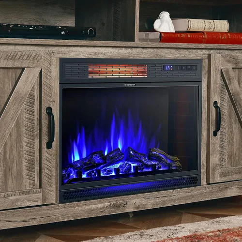 Vista 8 de ORALNER Inserto de chimenea eléctrica de 25 pulgadas, calentador de chimenea empotrado con brillo ajustable, control remoto y temporizador de 6