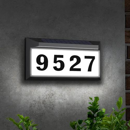 Vista 2 de Letrero solar de dirección, placa de dirección iluminada para exteriores, impermeable, números de dirección iluminados, números de casa