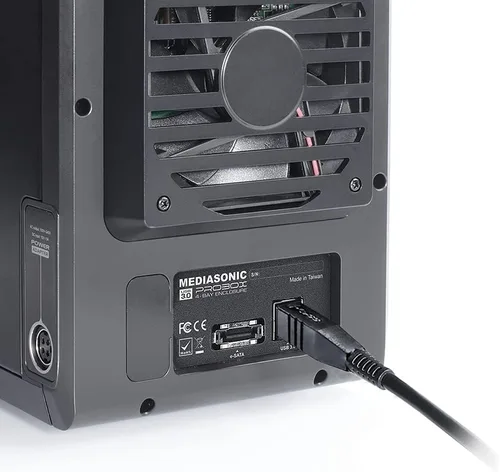 Vista 4 de Mediasonic PROBOX gabinete de HDD SATA con 4 compartimientos de 3.5 pulgadas, soporte para USB 3.0 eSATA, HDD SATA de 30TB (HF2-SU3S3)