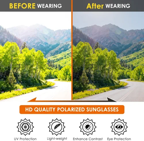 Vista 3 de Lentes de conducción nocturna para hombres y mujeres, lentes polarizados antirreflejos, lentes de visión nocturna polarizados envolventes, lentes