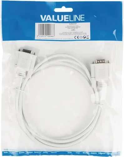 Vista 4 de Valueline Serial Extension Cable D-Sub 9-pin male-d-sub 9-pin hembra 2,00 m marfil [VLCP52010I20]