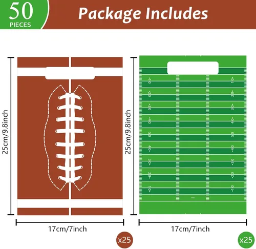 Vista 2 de chiazllta 50 bolsas de plástico para fiestas de fútbol, bolsas de regalo para deportes de rugby, bolsas de regalo, decoraciones para el día