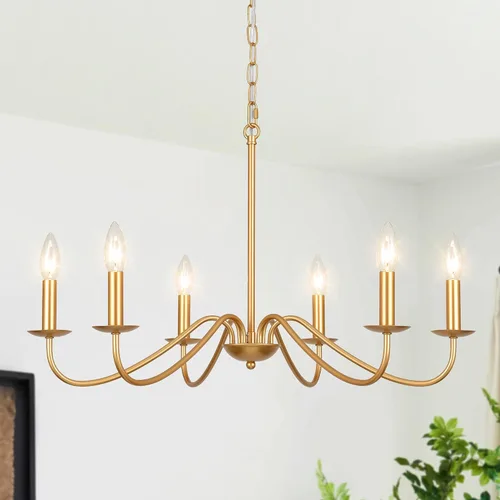 Vista 9 de Candelabros de granja para comedor, 6 luces envejecidas blancas francesas de campo, lámpara rústica de madera vintage, lámpara colgante