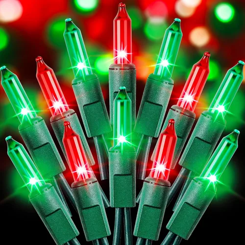 Vista 11 de Dirnun Luces de Navidad de color blanco transparente, 100 unidades, luz incandescente, certificación UL, luces conectables para árbol de Navidad