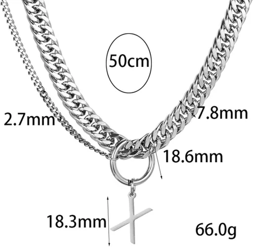 Vista 2 de LifeWorld Cross Necklace for Men, Silver Mens Cross Necklaces,Stainless Steel Cross Pendant Necklace Jewelry Gifts Simple Chain Necklace for Men Boys