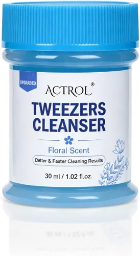 Vista 11 de ACTROL - Pinzas limpiadoras de pestañas azules de 0.8 fl oz con bola de esponja para eliminación de pegamento Blue 25ml Lash Tweezer Cleanser With