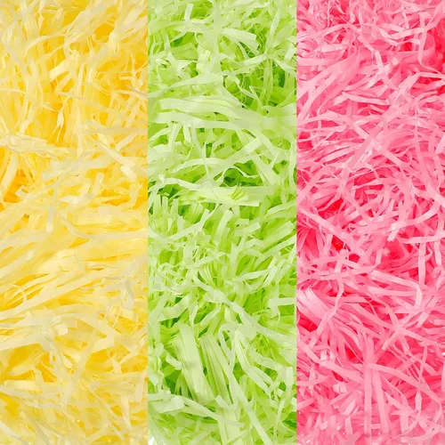 Vista 21 de Zonon Cesta de pasto de Pascua de 17 onzas, trituradores de papel de rafia, relleno de papel de rafia, para embalaje de regalo, caza de huevos