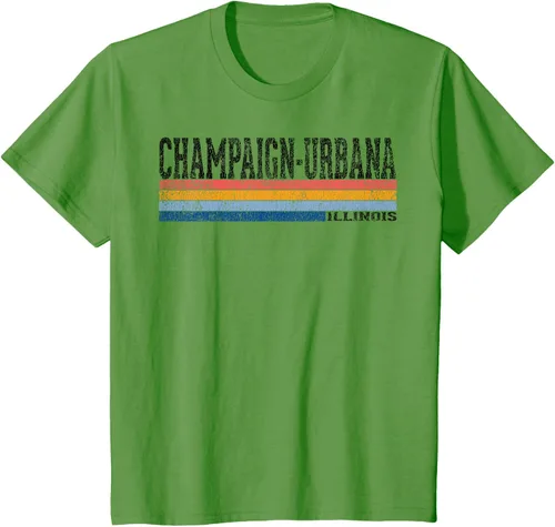 Vista 64 de clásico 1980s estilo champaign-urbana Illinois T Shirt, hombre 2XL, Blanco