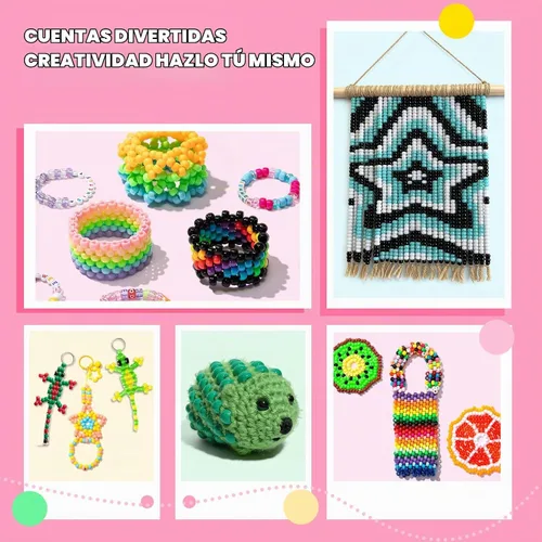 Vista 3 de Simetufy 1200 cuentas Kandi para trenzar el cabello, hacer pulseras y Multicolor