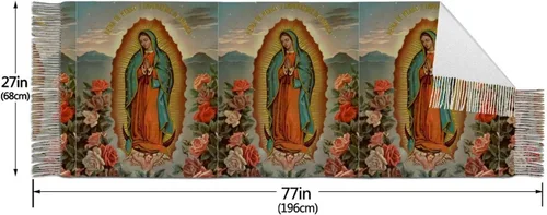 Vista 6 de Our Lady Of Guadalupe Virgin Mary Soft Cashmere - Bufandas ligeras para mujer, chales grandes y envolturas, Negro