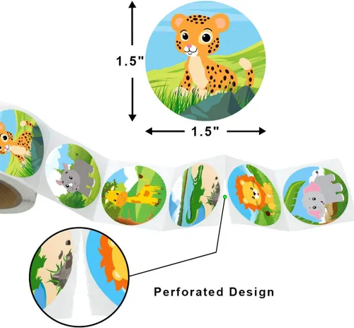 Vista 3 de Calcomanía de animales del zoológico de la selva para niños, etiquetas individuales de animales salvajes, calcomanías de safari para niños pequeños