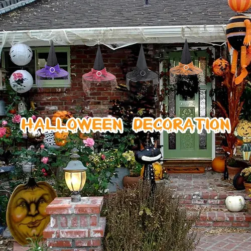 Vista 35 de Zando Sombreros de bruja de encaje para mujer, accesorios de disfraz de Halloween, accesorios de disfraz de bruja plegables para colgar
