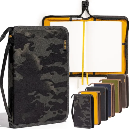Vista 34 de LOCHBY® Carpeta Field A5 Cubierta de carpeta de 6 anillas Lona encerada resistente al agua Diseño plano Sistema A5 apto para recargar