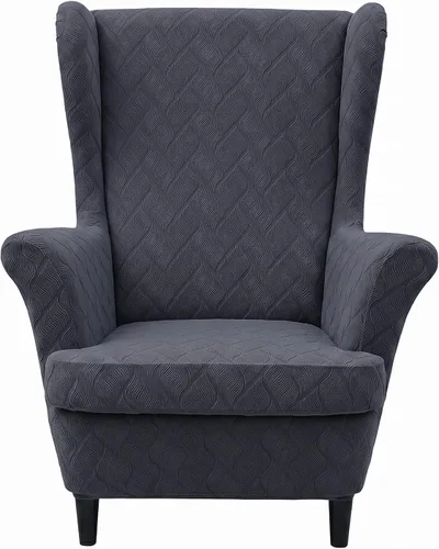 Vista 12 de MIFXIN Wingback - Funda para silla, de terciopelo de 2 piezas, elásticas, con funda de cojín, suave, lavable, protector de muebles para sala de Beige