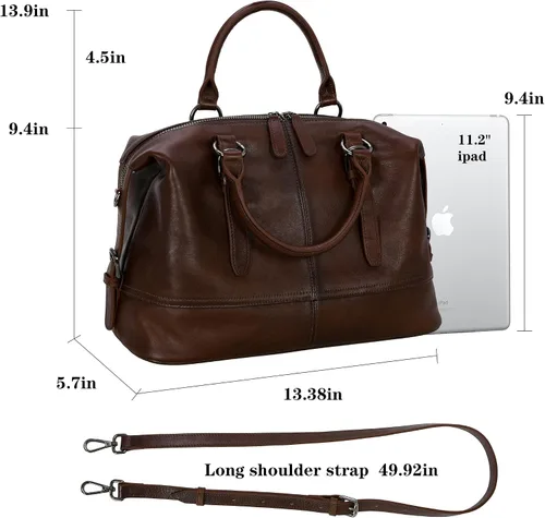 Vista 4 de HESHE Bolsos de cuero de diseñador para mujer, bolsa de mano para trabajo, asa superior, bolso de hombro, bolsa cruzada de gran capacidad