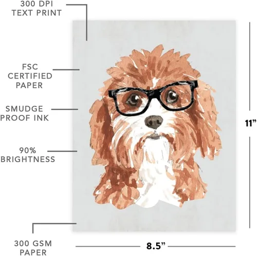 Vista 150 de Andaz Press Póster impreso para pared de perro, 8.5 x 11 pulgadas, Bulldog inglés con gafas negras, 1 paquete, regalo de cumpleaños de Navidad, sin