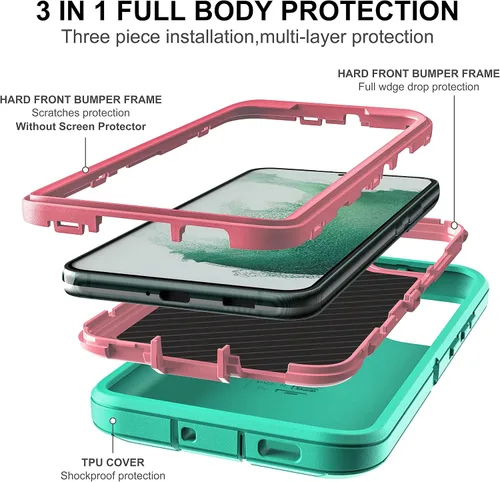 Vista 4 de Funda para S22 Plus, Samsung Galaxy S22 Plus con protector de pantalla de TPU flexible autorreparable [2 unidades], funda de cuerpo completo a