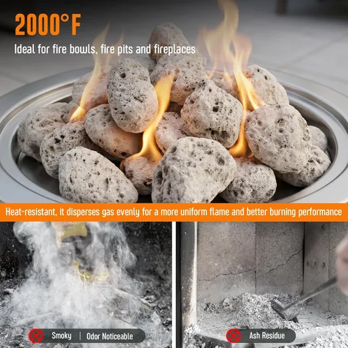 Vista 6 de Stanbroil Rocas de lava natural de 2.0 a 2.8 pulgadas para hoguera, chimenea de 5 libras