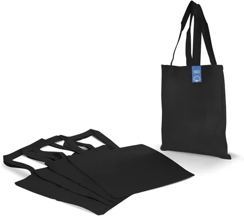 Vista 2 de Simply Green Solutions Bolsa reutilizable de tela de algodón para manualidades, 15 x 16 pulgadas, bolsa reutilizable con asa, paquete de 5