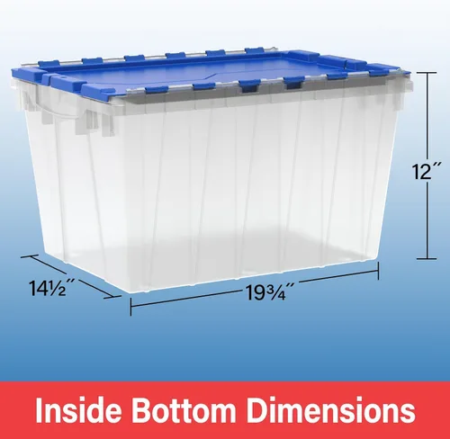 Vista 6 de Akro-Mils KeepBox Contenedor de almacenamiento de 12 galones, caja de almacenamiento de plástico apilable y anidable con tapa adjunta, bolsa