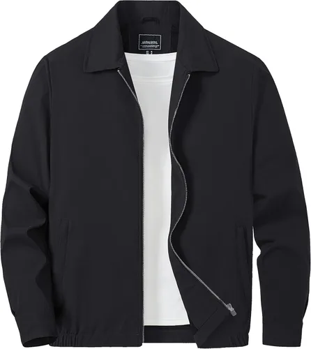 Vista 7 de TACVASEN Chaqueta Cortavientos Ligera para Hombre con Cremallera Completa Cuello Plegable Chaquetas Abrigo Casual Ligero con Bolsillos con Cremallera