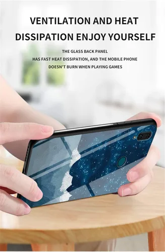Vista 6 de IVY Funda de cristal templado con cielo estrellado para Huawei Y9 2019 / Enjoy 9 Plus Case - A