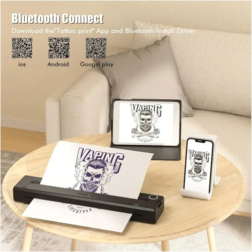 Vista 6 de Portable Tattoo Transfer Printer Machine Mini Network Thermal Stencil Line Drawing Printing Copier