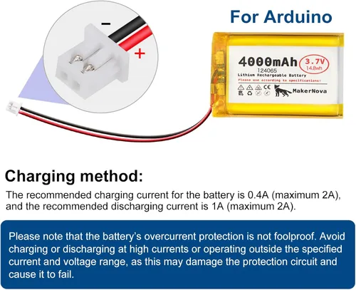 Vista 5 de Batería LiPo de 3.7V 124065 4000mAh, recargable 1S 3C, conector Micro JST 1.25, placa de protección dual, 1 paquete