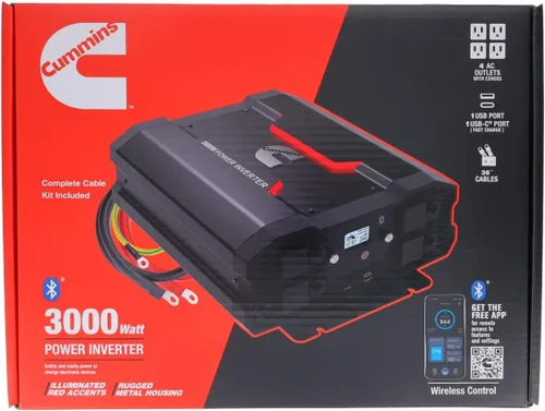 Vista 7 de Cummins 3000 vatios inversor de onda sinusoidal modificada para camiones Inversor 12 voltios a 110 voltios Cuatro salidas de CA Dos puertos USB
