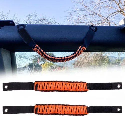 Vista 10 de Asas de agarre para barra antivuelco, mango de agarre Paracord para Ford Bronco, paquete de 2 (color negro)