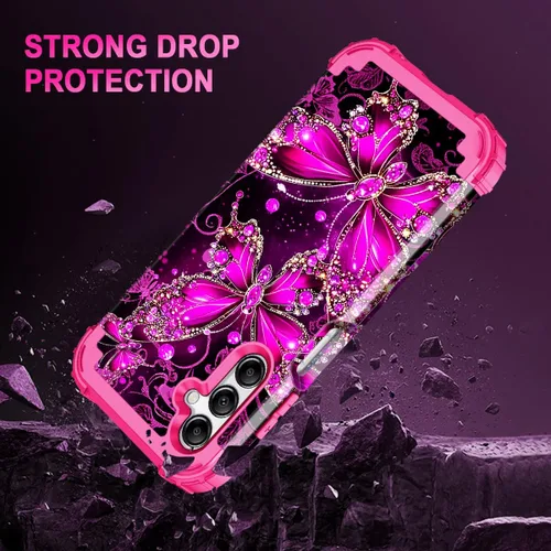 Vista 5 de Casetego Funda compatible con Galaxy A15 5G, que brilla en la oscuridad, tres capas, resistente, resistente, a prueba de golpes, protección