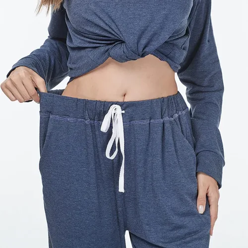 Vista 5 de Cysincos Conjunto deportivo de 2 piezas para mujer, conjunto de pijama de manga larga con cordón