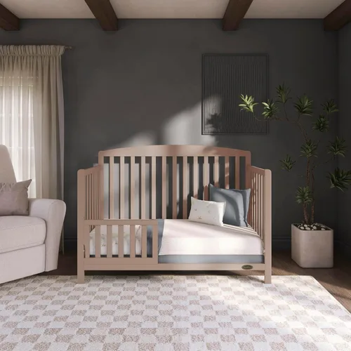 Vista 6 de Dream On Me baranda convertible para cuna de bebé con protección para niños, Mantequilla de Almendra