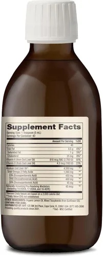 Vista 2 de Dr. Mercola Aceite de hígado de bacalao de Alaska Wild Caught, 6.8 onzas líquidas (6.8 fl oz), 40 porciones, 1,000 mg de omega-3 por porción