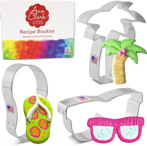 Vista 11 de Ann Clark Cookie Cutters Summer Fun - Juego de 3 cortadores de galletas hechos en los Estados Unidos, chanclas, gafas de sol, cono de helado
